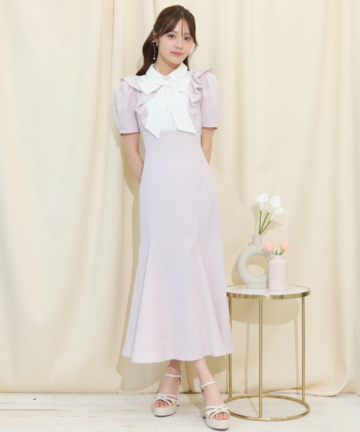 WILLSELECTION「ヨーク切り替えリボンタイマーメイドワンピース」|ワンピース|ピンク