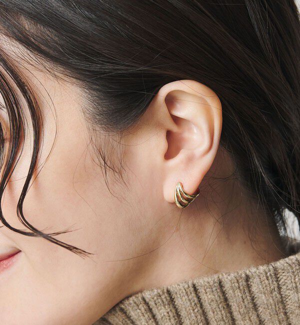 BEAUTY&YOUTH UNITED ARROWS「メタル カーブ 3ライン ピアス」|ピアス|GOLD