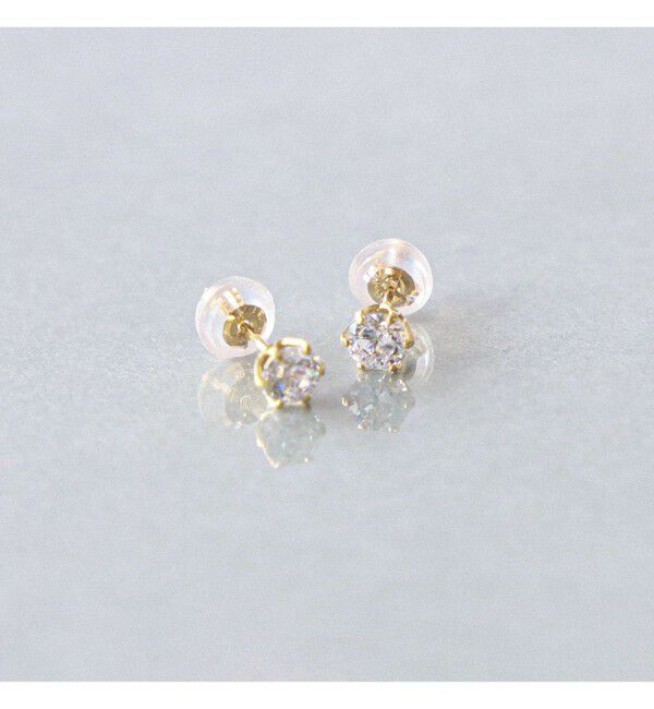 Ray BEAMS 「K10 4mm CZ ピアス クリア」|その他|CLEAR&times;YELLOW_GOLD