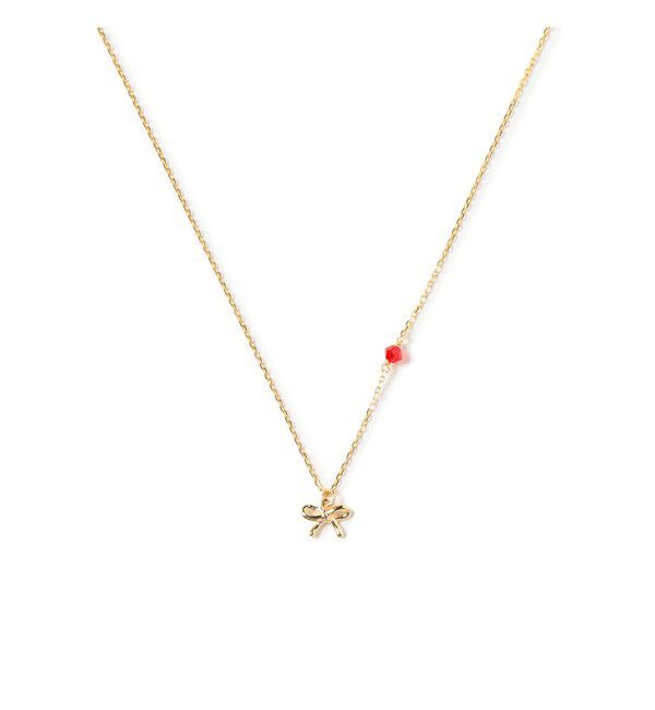 Ray BEAMS 「リボン & ストーン ネックレス」|ネックレス|GOLD