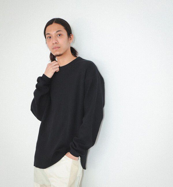 BEAMS「ルーズ クルーネック サーマル」|Tシャツ・カットソー|BLACK