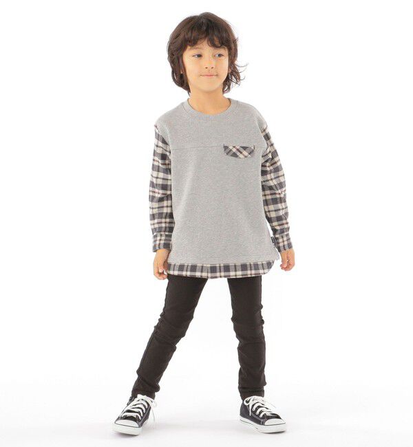 SHIPS KIDS「SHIPS KIDS:100～130cm / チェックシャツ コンビ カットソー」|Tシャツ・カットソー|