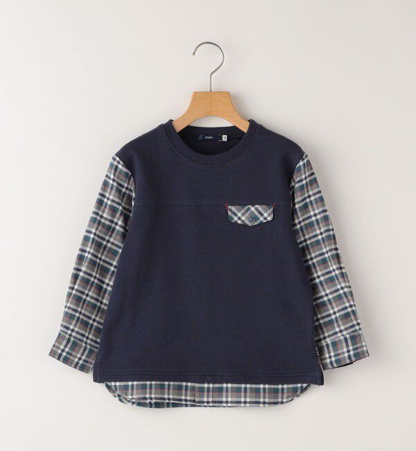 SHIPS KIDS「SHIPS KIDS:100～130cm / チェックシャツ コンビ カットソー」|Tシャツ・カットソー|