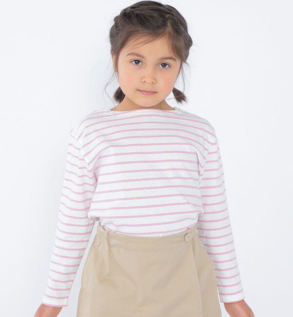 SHIPS KIDS「SHIPS KIDS:100～130cm / リサイクルコットン ボーダー 長袖 TEE」|Tシャツ・カットソー|