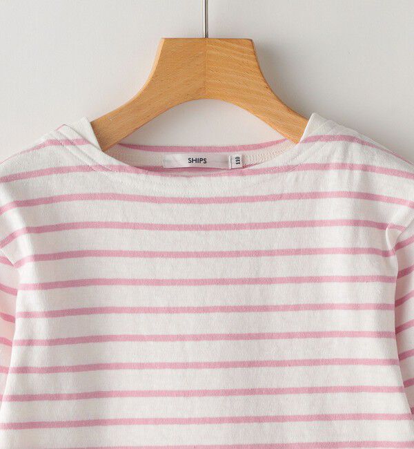 SHIPS KIDS「SHIPS KIDS:100～130cm / リサイクルコットン ボーダー 長袖 TEE」|Tシャツ・カットソー|