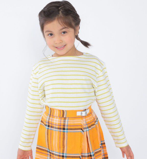 SHIPS KIDS「SHIPS KIDS:100～130cm / リサイクルコットン ボーダー 長袖 TEE」|Tシャツ・カットソー|イエロー