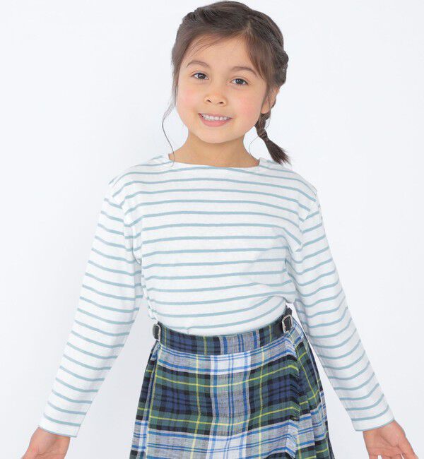 SHIPS KIDS「SHIPS KIDS:100～130cm / リサイクルコットン ボーダー 長袖 TEE」|Tシャツ・カットソー|ミント