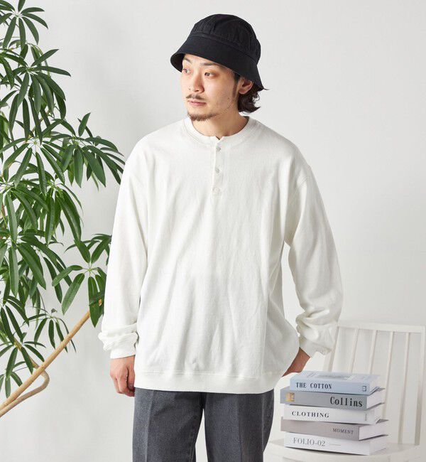 SHIPS any「SHIPS any: COTTON USA ガーメントダイ ヘビーウェイト ヘンリーネック Tシャツ (ロンT)◇」|Tシャツ・カットソー|