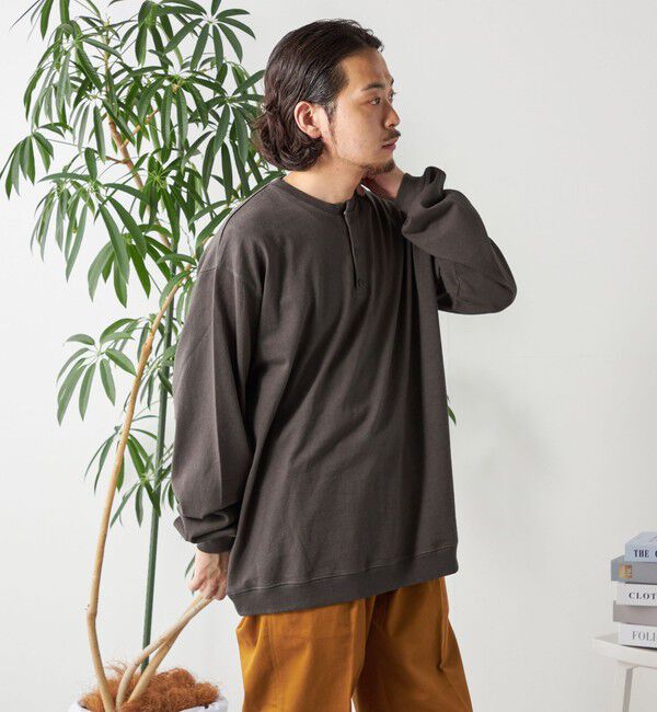 SHIPS any「SHIPS any: COTTON USA ガーメントダイ ヘビーウェイト ヘンリーネック Tシャツ (ロンT)◇」|Tシャツ・カットソー|