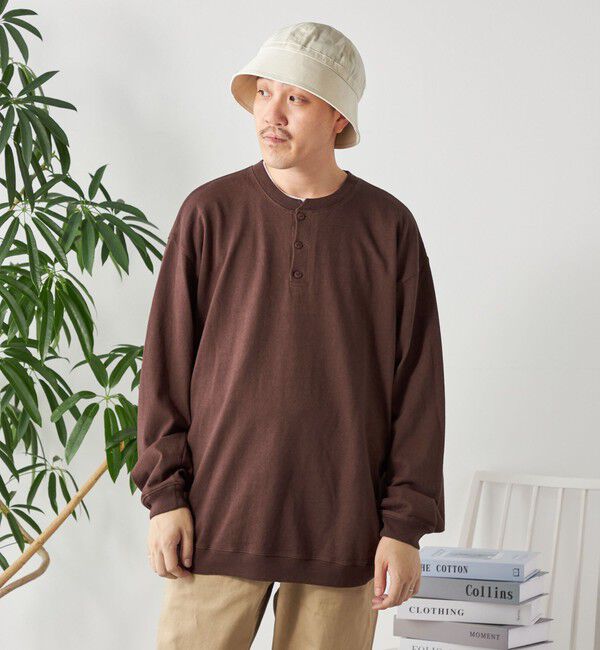 SHIPS any「SHIPS any: COTTON USA ガーメントダイ ヘビーウェイト ヘンリーネック Tシャツ (ロンT)◇」|Tシャツ・カットソー|