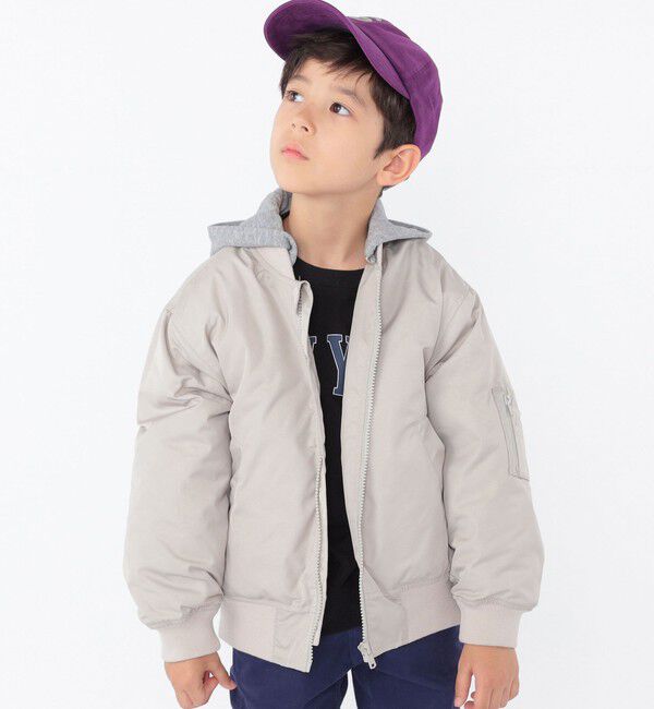 SHIPS KIDS「SHIPS KIDS:100～130cm / MA-1 キルティング フード ジャケット」|ミリタリージャケット|