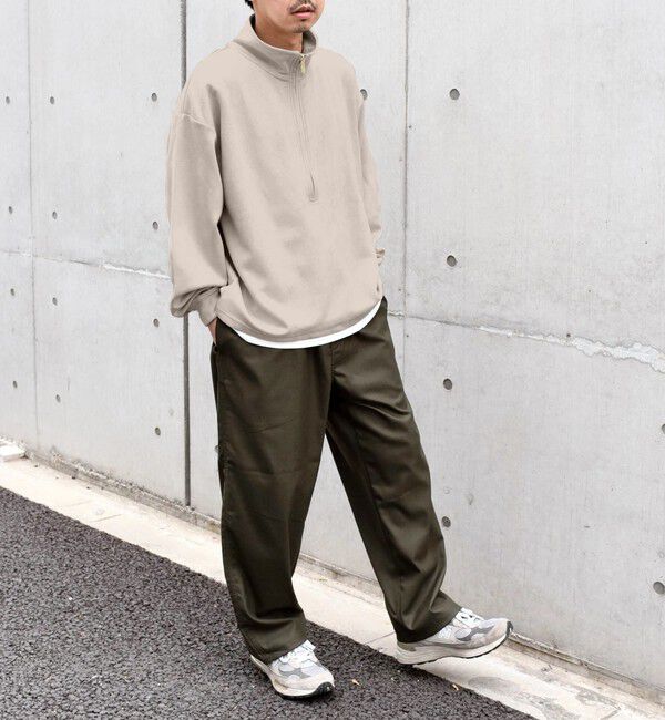 SHIPS any「SHIPS any; 〈洗濯機可能〉フェイクスエード (ポリエステル) / レイヤード ハーフジップ プルオーバー◇」|スウェット・ジャージ|