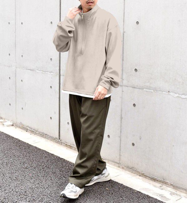 SHIPS any「SHIPS any; 〈洗濯機可能〉フェイクスエード (ポリエステル) / レイヤード ハーフジップ プルオーバー◇」|スウェット・ジャージ|