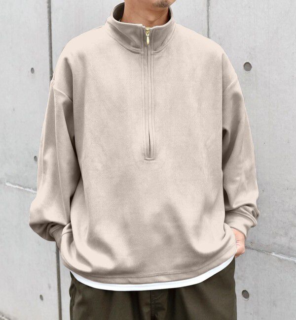 SHIPS any「SHIPS any; 〈洗濯機可能〉フェイクスエード (ポリエステル) / レイヤード ハーフジップ プルオーバー◇」|スウェット・ジャージ|