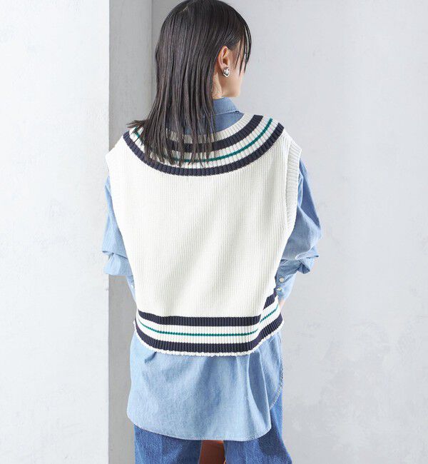 SHIPS for women「【SHIPS別注】WRAPINKNOT:〈手洗い可能〉チルデン ニット ベスト」|ベスト・ジレ|