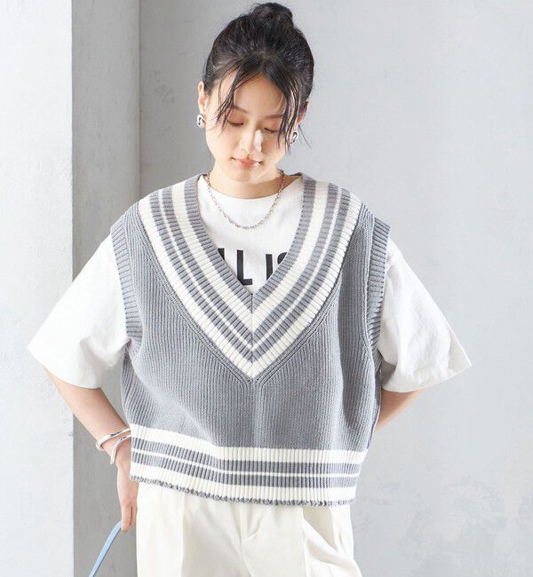 SHIPS for women「【SHIPS別注】WRAPINKNOT:〈手洗い可能〉チルデン ニット ベスト」|ベスト・ジレ|