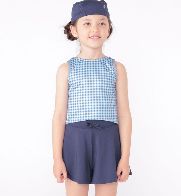 SHIPS KIDS「SHIPS KIDS:120～150cm / ギンガムチェック 無地 セパレート スイム ウェア」|コンビネゾン|