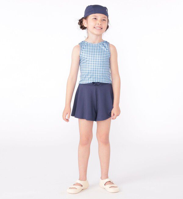 SHIPS KIDS「SHIPS KIDS:120～150cm / ギンガムチェック 無地 セパレート スイム ウェア」|コンビネゾン|