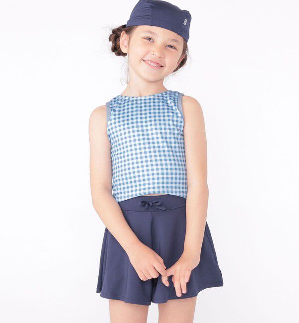 SHIPS KIDS「SHIPS KIDS:120～150cm / ギンガムチェック 無地 セパレート スイム ウェア」|コンビネゾン|