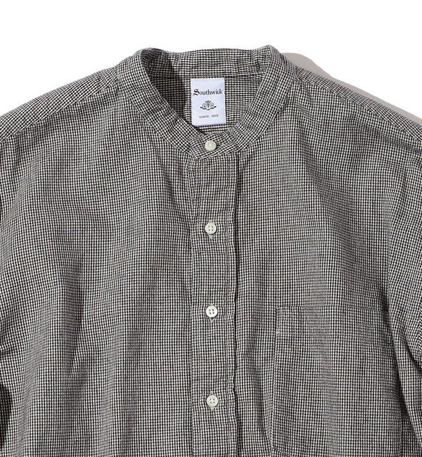 SHIPS「Southwick Gate Label: バンドカラー プルオーバー ハウンドトゥース ネルシャツ」|シャツ・ブラウス|