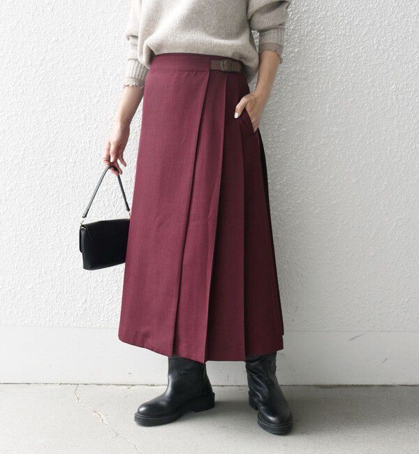 SHIPS any「SHIPS any:〈洗濯機可能〉ウーステッド ミニベルト プリーツ スカート」|スカート|