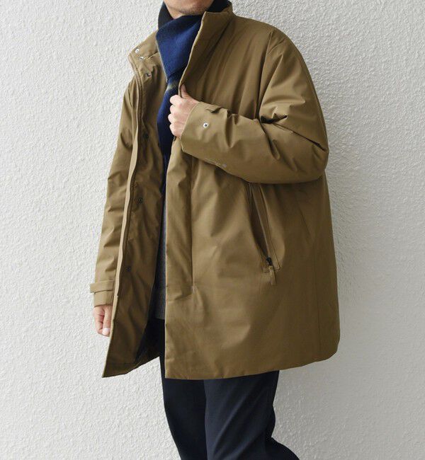 SHIPS any「SHIPS any: 〈撥水・防風等〉多機能 スタンドカラー ダウン ミドル コート◇」|ダウン|キャメル