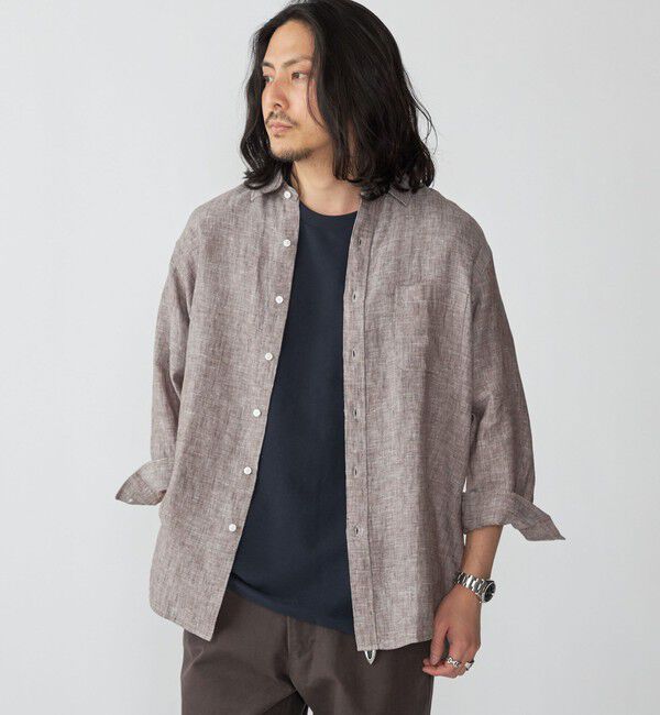 SHIPS「SHIPS: レイモンド レギュラーカラー リネン 7スリーブ シャツ」|シャツ・ブラウス|