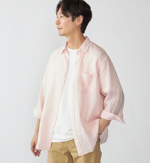 SHIPS「SHIPS: レイモンド レギュラーカラー リネン 7スリーブ シャツ」|シャツ・ブラウス|