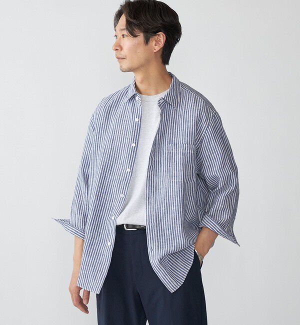 SHIPS「SHIPS: レイモンド レギュラーカラー リネン 7スリーブ シャツ」|シャツ・ブラウス|