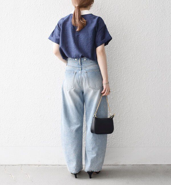 SHIPS any「SHIPS any:〈洗濯機可能〉フラワー ジャカード バイカラー プルオーバー シャツ」|シャツ・ブラウス|