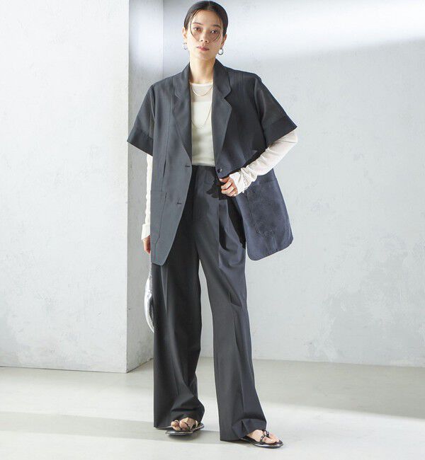 SHIPS for women「〈手洗い可能〉ストレッチ チュール ロング スリーブ TEE」|Tシャツ・カットソー|