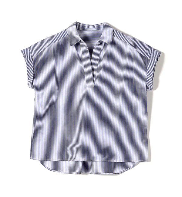 SHIPS Colors 「innowave:〈手洗い可能〉TC スキッパー フレンチスリーブ ブラウス」|シャツ・ブラウス|ブルー