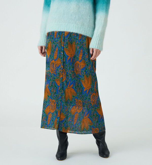 SOULEIADO「ポリエステルプリント プリーツロングスカート」|スカート|