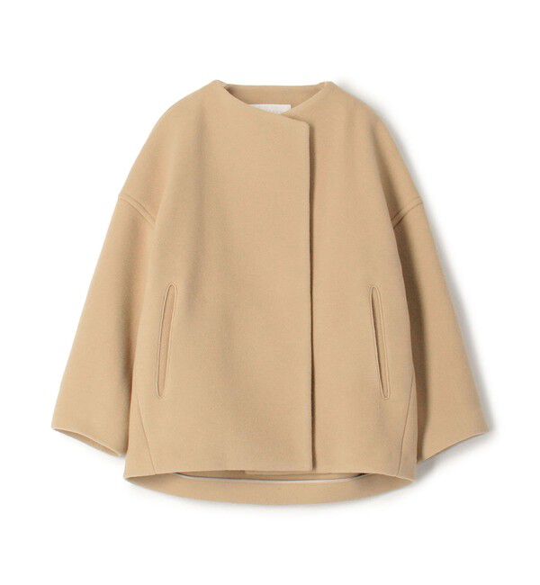 Ballsey「ウールナイロンベロア コクーンコート」|ノーカラーコート|41 ベージュ