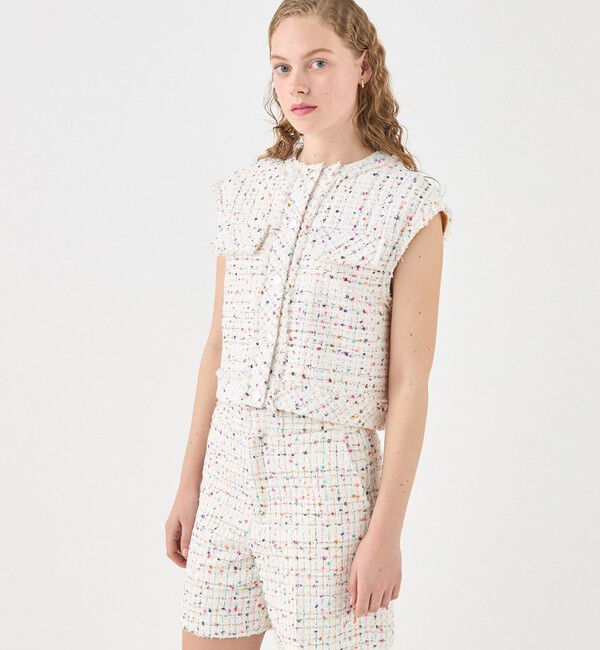 TOMORROWLAND collection「キャンディノットファンシーツイード クルーネックジレ」|ベスト・ジレ|