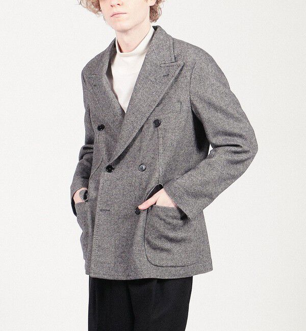 美品 TOMORROWLAND ウール ダブルブレステッド 6Bジャケット ウール ヘリンボーン ダブルブレステッド6Bジャケット