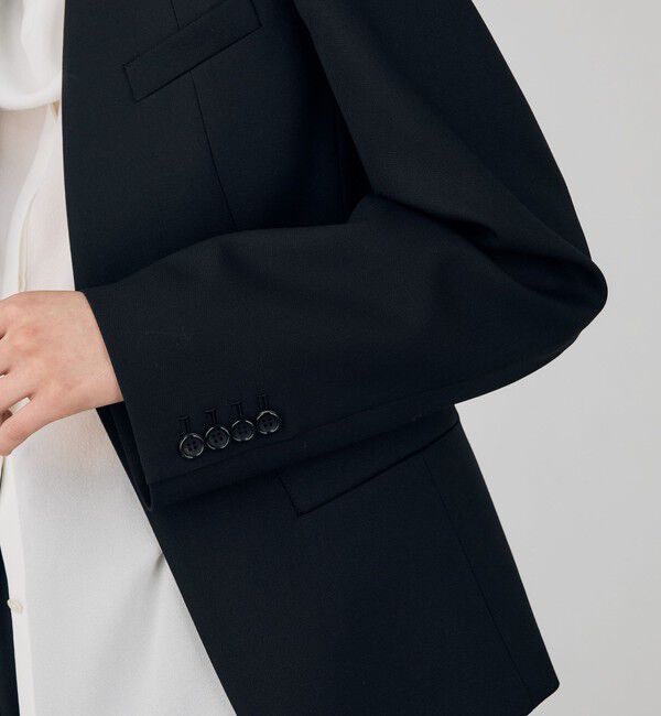 DES PRES「ポリエステルウールバラシャ カラーレスジャケット」|ノーカラージャケット|