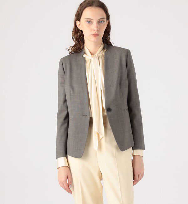 TOMORROWLAND collection「ブラウニーシャーク キザミカラージャケット」|ノーカラージャケット|