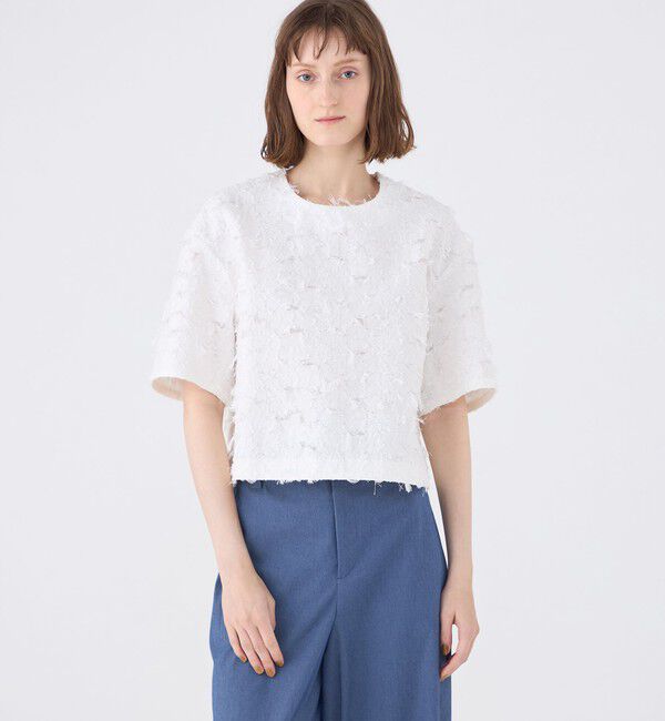 MACPHEE「フラワーカットジャカード Tブラウス」|シャツ・ブラウス|