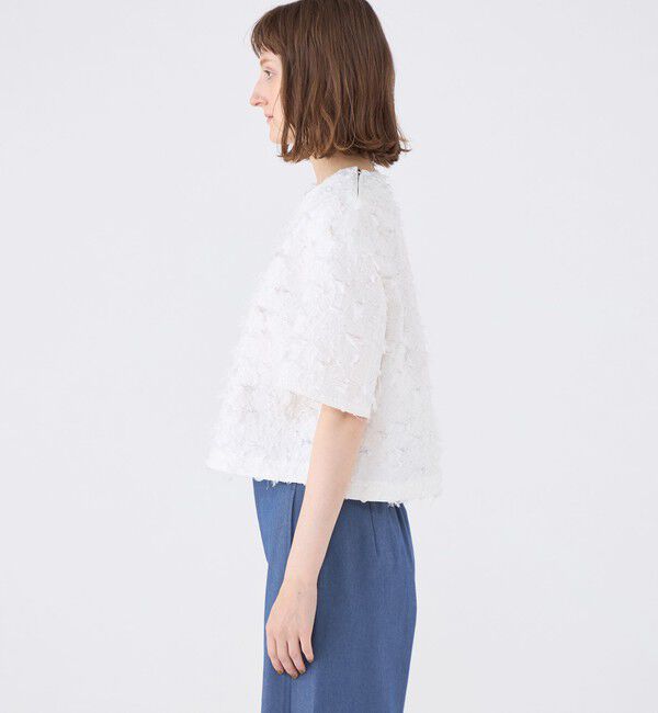 MACPHEE「フラワーカットジャカード Tブラウス」|シャツ・ブラウス|