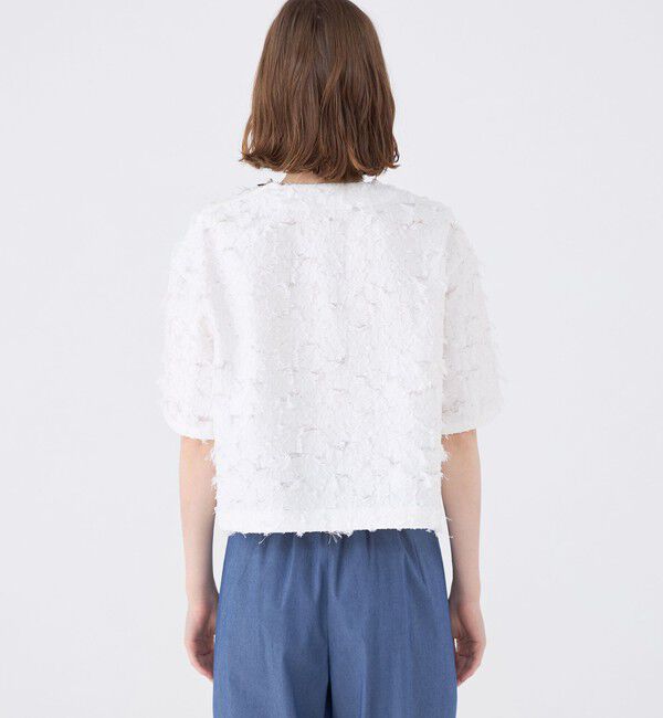 MACPHEE「フラワーカットジャカード Tブラウス」|シャツ・ブラウス|