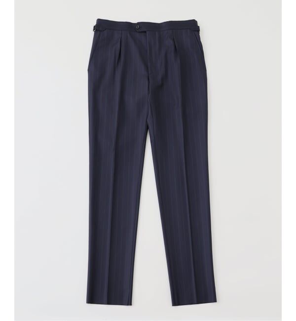 EDIFICE「fursac (フルサック) Navy Wool Trousers with green stripe」|スラックス|ネイビー