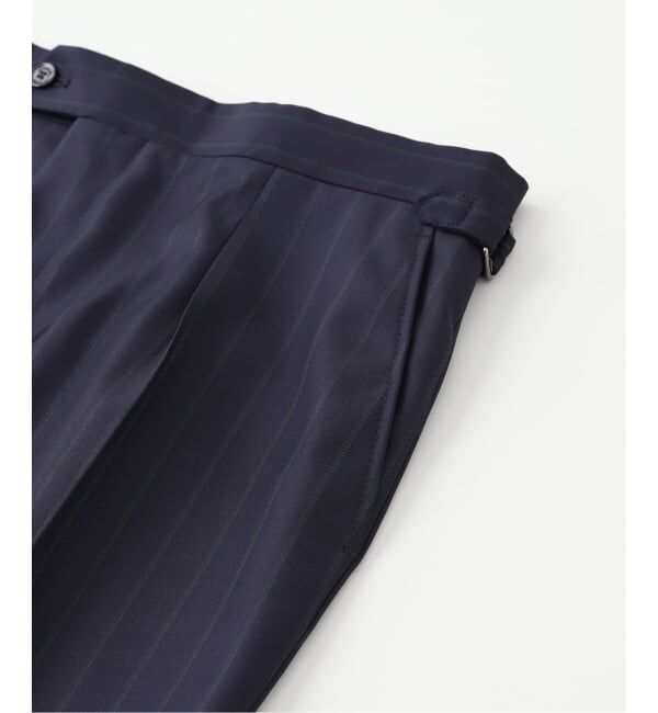 EDIFICE「fursac (フルサック) Navy Wool Trousers with green stripe」|スラックス|