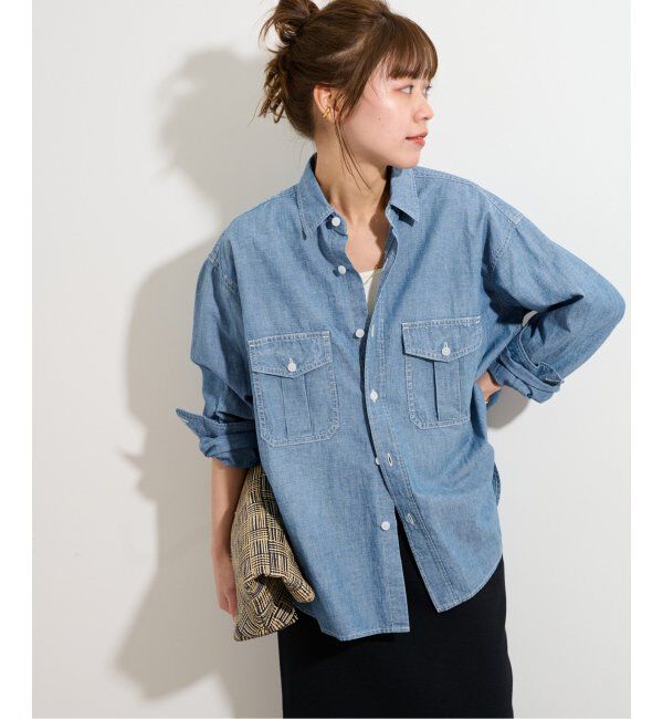JOURNAL STANDARD relume「シャンブレーワークシャツ」|シャツ・ブラウス|ネイビー