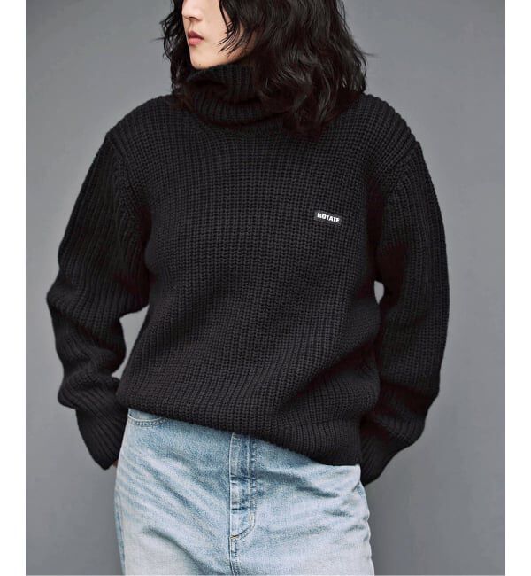 journal standard L'essage「【ROTATEローテート】Knit Turtleneck Jumper：ニット」|ニット・セーター|ブラック