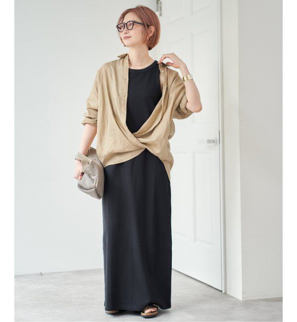 Spick and Span「《追加2》80リネンカシュクールビッグシャツ」|シャツ・ブラウス|