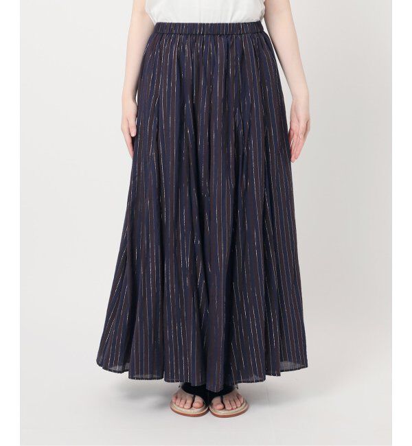 Spick and Span「HYU ストライプギャザーフレアスカート」|スカート|