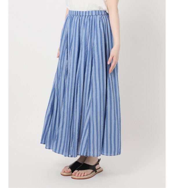 Spick and Span「HYU ストライプギャザーフレアスカート」|スカート|
