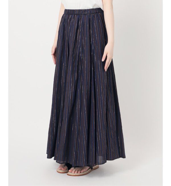 Spick and Span「HYU ストライプギャザーフレアスカート」|スカート|