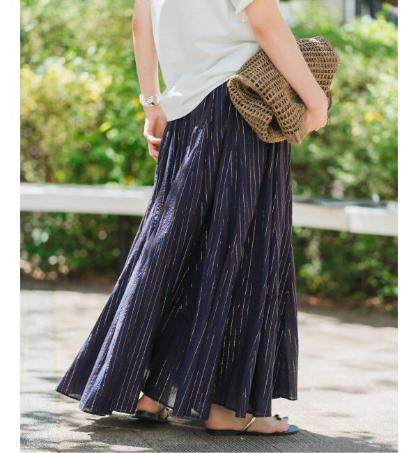 Spick and Span「HYU ストライプギャザーフレアスカート」|スカート|